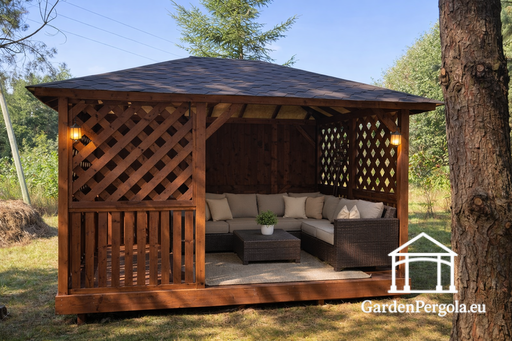 3x4 ruda medinė lauko pavėsinė — privati, jauki ir gražiai uždara - garden gazebo pergola