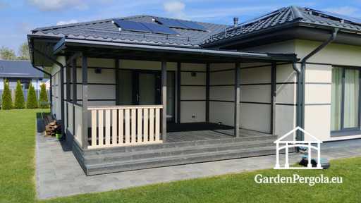 Premium tamsiai pilka pavėsinė su metaliniu stogu 4x6 m - garden gazebo pergola