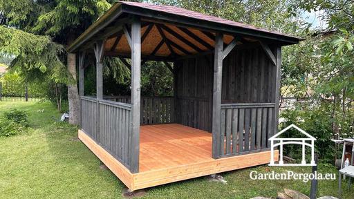 3x4m pavėsinė su oranžinėmis grindimis - garden gazebo pergola