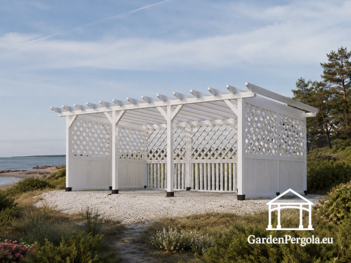 4x6 m balta medinė pergolė/pavėsinė be grindų - garden gazebo pergola