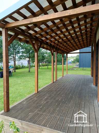 Natūrali 2,4 x 9 m medinė veranda be terasos