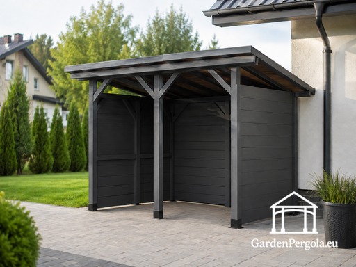 3x3 m medinė atliekų konteinerio pastogė - garden gazebo pergola