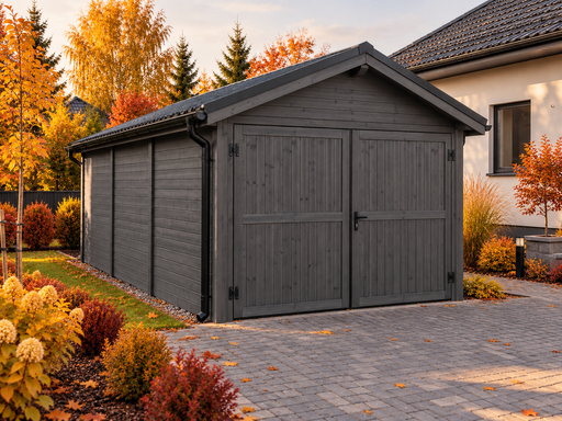 4 × 5 m medinis garažas su dvišlaičiu metaliniu stogu - garden gazebo pergola