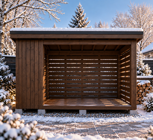 2 × 3 m medinė malkinė su vienšlaičiu stogu - garden gazebo pergola