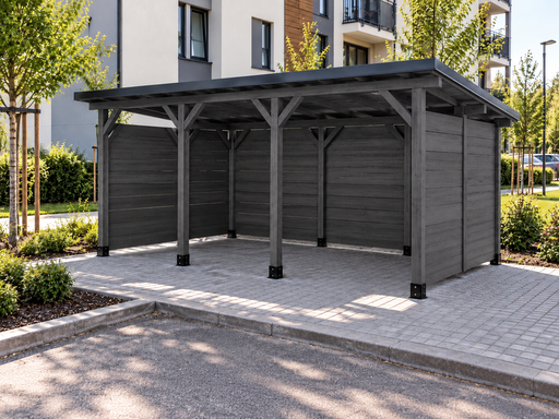 3 × 5 m medinė atliekų konteinerių pastogė daugiabučiams - garden gazebo pergola