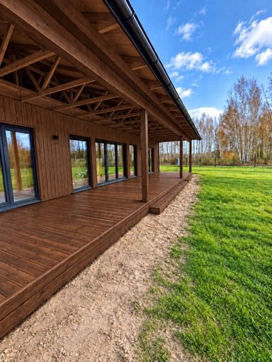 13 x 3 m natūrali medinė terasa su laipteliu - garden gazebo pergola