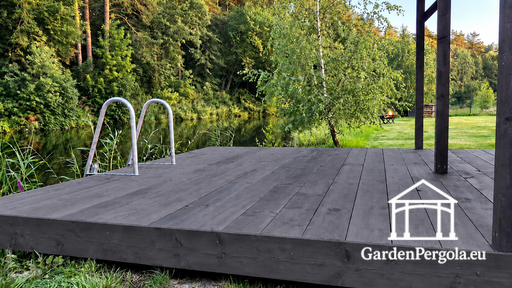 3 x 5 m medinė terasa prie baseino - garden gazebo pergola