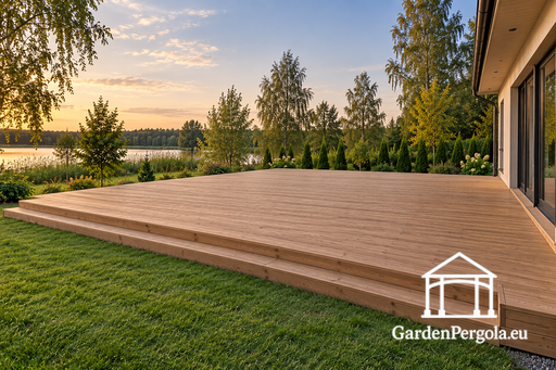 Natūrali medinė terasa, galimi dydžiai iki maždaug 60 m² - garden gazebo pergola